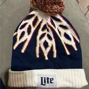 Miller Lite Beer Logo Winter Beanie Hat Nordic Pom Adult One Size Fits All